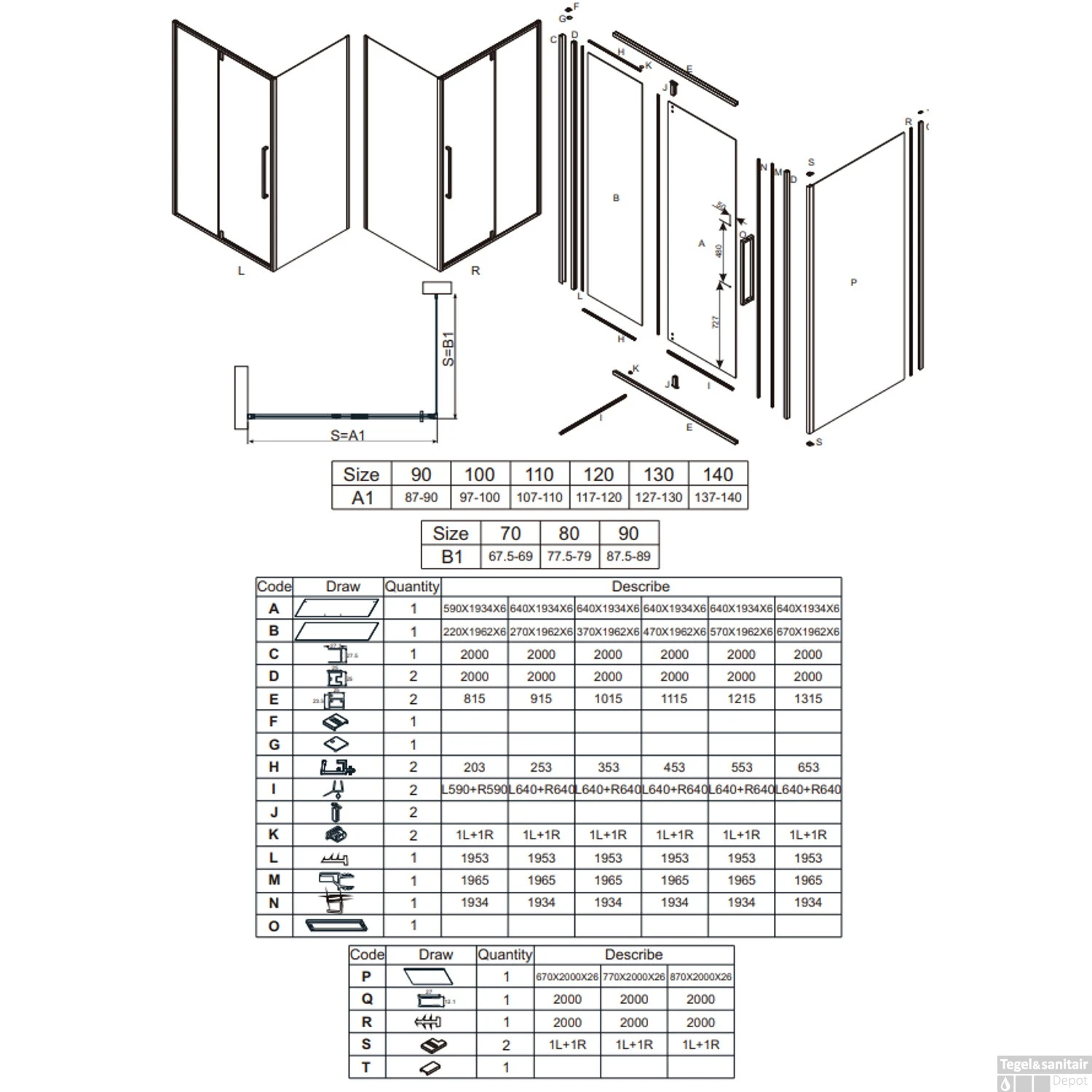 Klapdeur Lacus Murano Tweedelig Helder Glas 130x200 Cm Aluminium Profiel Zwart 2 Klapdeur Lacus Murano Tweedelig Helder Glas 130x200 Cm Aluminium Profiel Zwart - Afbeelding 2