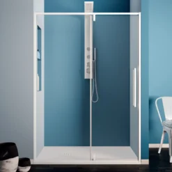 Klapdeur Lacus Murano Tweedelig Helder Glas 110x200 Cm Aluminium Profiel Wit