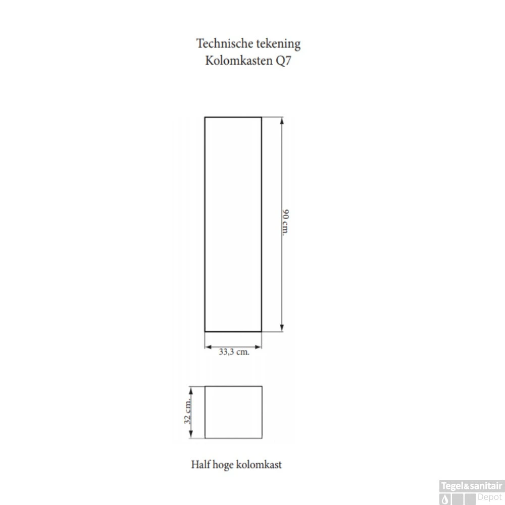 Kolomkast Sanicare Q4/Q15 1 Soft-Closing Deur 90x33,5x32 Cm Belluno - Afbeelding 3