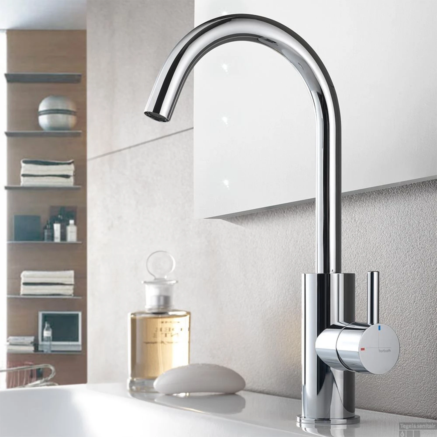 Wastafelmengkraan Hotbath Laddy Opbouw Met Draaibare Uitloop Geborsteld Nikkel 2 Wastafelmengkraan Hotbath Laddy Opbouw Met Draaibare Uitloop Geborsteld Nikkel - Afbeelding 2