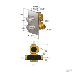 Inbouw Douchekraan Hotbath Laddy Thermostatisch 2-Weg Stop-Omstel Vierkant Chroom -Baden Luxe Verkoop l009cr inbouw douchekraan hotbath laddy thermostatisch 2 weg stop omstel vierkant chroom tech