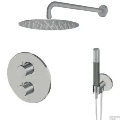 Inbouw Thermostatische Regendoucheset Lagoo Garda Met 2-Weg Omstel En Handdouche Geborsteld Nikkel