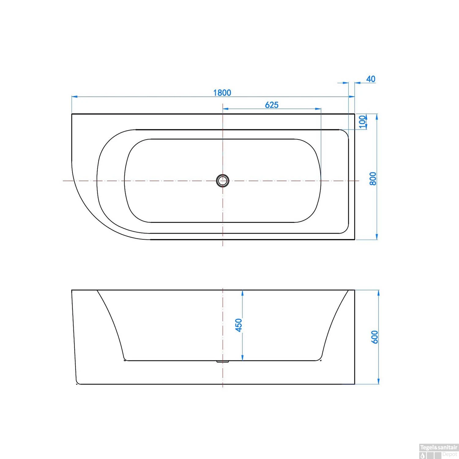 Ligbad Best Design Munster Half Vrijstaand 180x80 Rechts Glans Wit 2 Ligbad Best Design Munster Half Vrijstaand 180x80 Rechts Glans Wit - Afbeelding 2