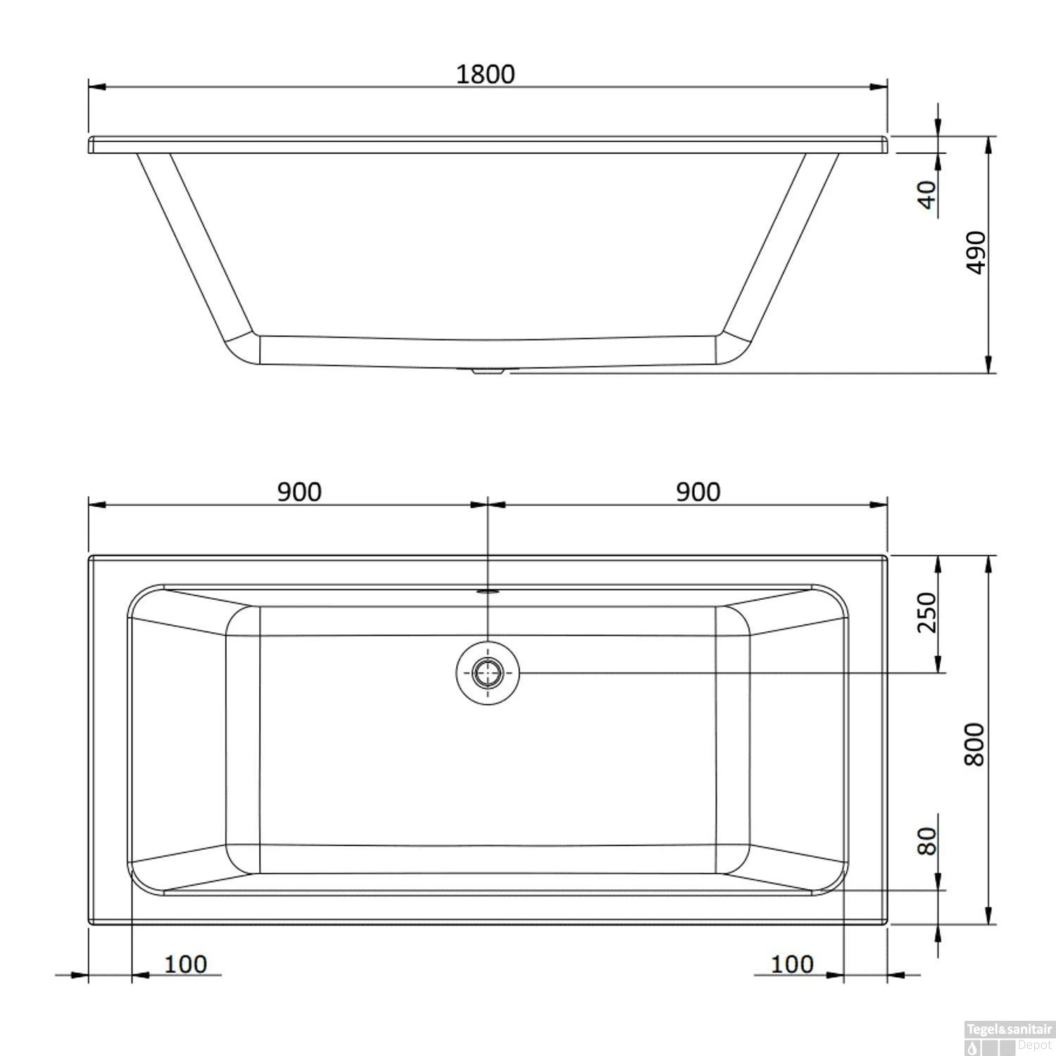Ligbad Duo Wiesbaden Dahlia Santino Inbouw 180x80x49 Cm Wit 2 Ligbad Duo Wiesbaden Dahlia Santino Inbouw 180x80x49 Cm Wit - Afbeelding 2