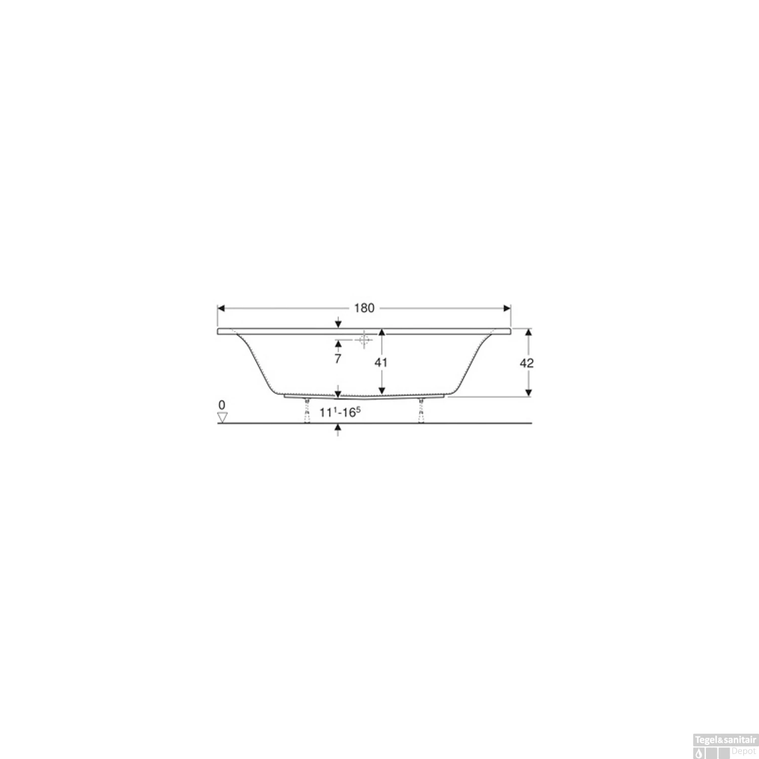 Ligbad Geberit Renova Plan Duobad Acryl 180 X 80 CM Zonder Poten Wit Glanzend 3 Ligbad Geberit Renova Plan Duobad Acryl 180 X 80 CM Zonder Poten Wit Glanzend - Afbeelding 3
