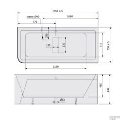 Ligbad Polysan Marlene 165x75x63 Cm Asymmetrisch Rechts Wit -Baden Luxe Verkoop ligbad polysan marlene 165x75x63 cm asymmetrisch rechts wit sph72403mcr tech