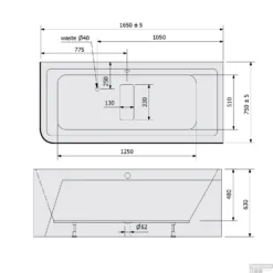Ligbad Polysan Marlene 165x75x63 Cm Asymmetrisch Rechts Zwart / Wit -Baden Luxe Verkoop ligbad polysan marlene 165x75x63 cm asymmetrisch rechts zwart wit sph72403mcrb tech