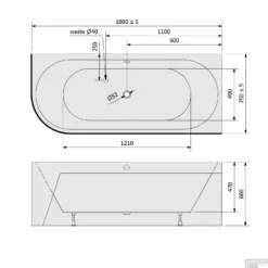 Ligbad Polysan Viva 180x75x60 Cm Asymmetrisch Rechts Zwart / Wit -Baden Luxe Verkoop ligbad polysan viva 180x75x60 cm asymmetrisch rechts zwart wit sph72129mb tech