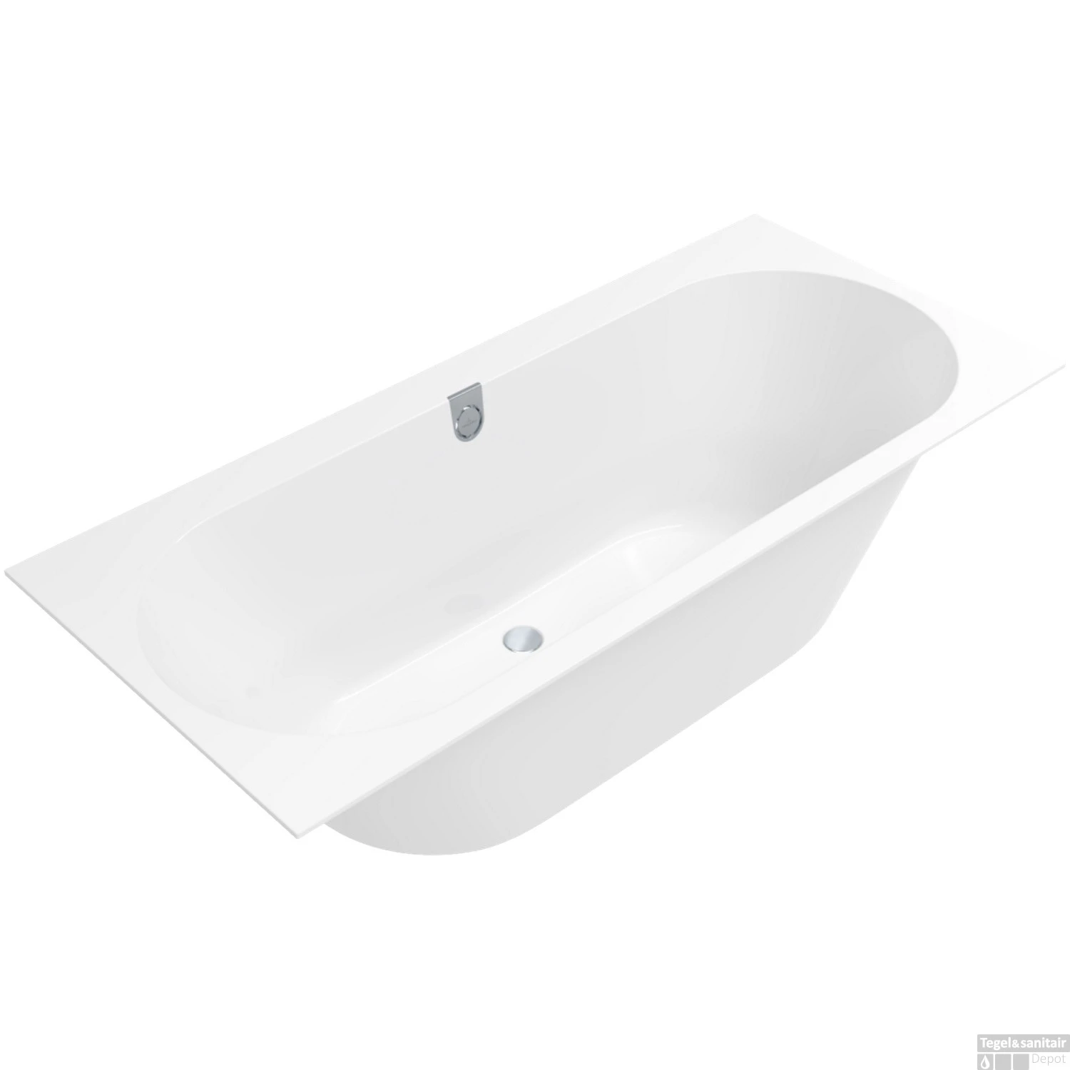 Ligbad Villeroy & Boch Oberon Duobad Quarel 170x75 Met Poten Inclusief Overloopcombinatie Wit Alpin - Afbeelding 2