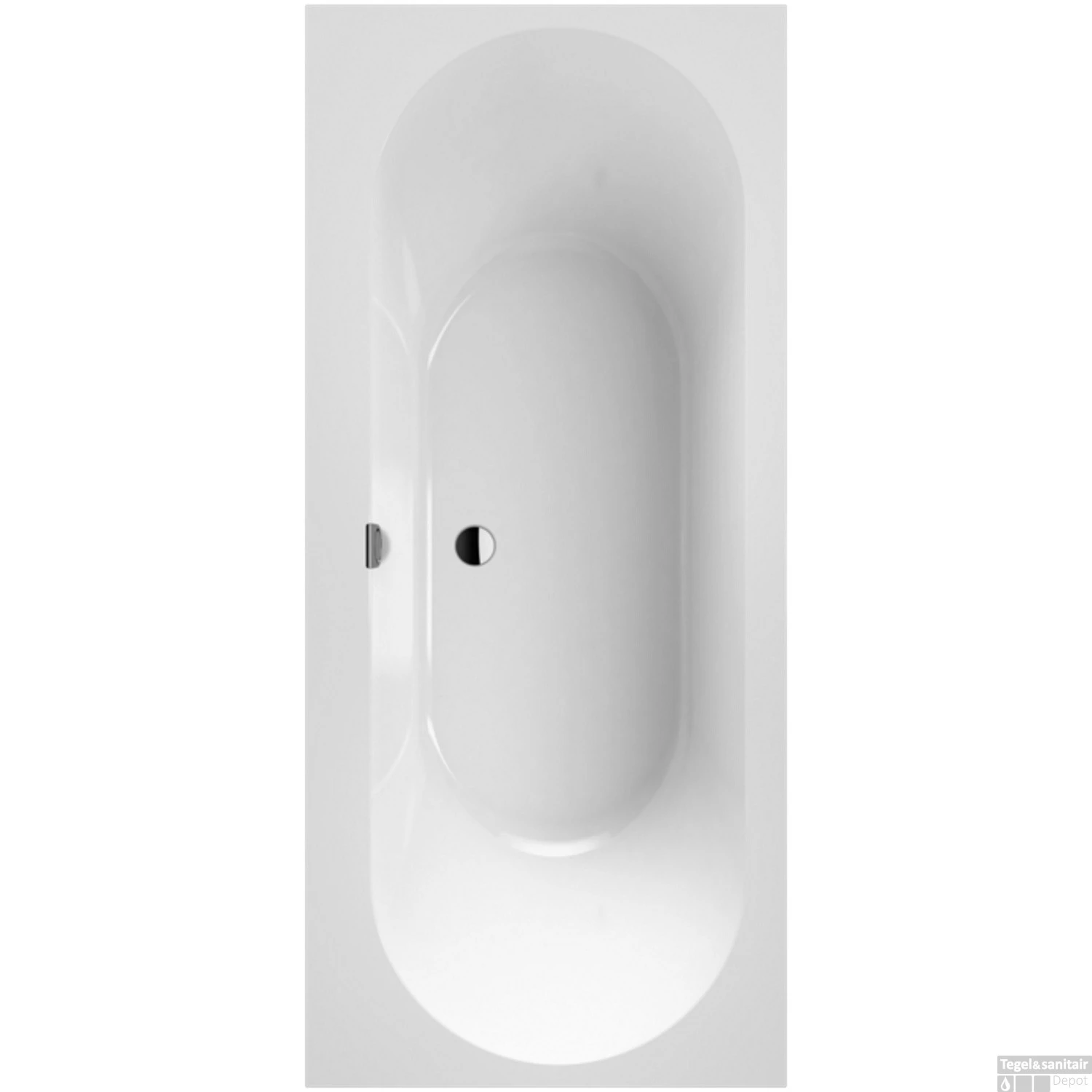 Ligbad Villeroy & Boch Oberon Duobad Quaryl 180 X 80 CM Met Poten Inclusief Overloopcombinatie Wit Alpin