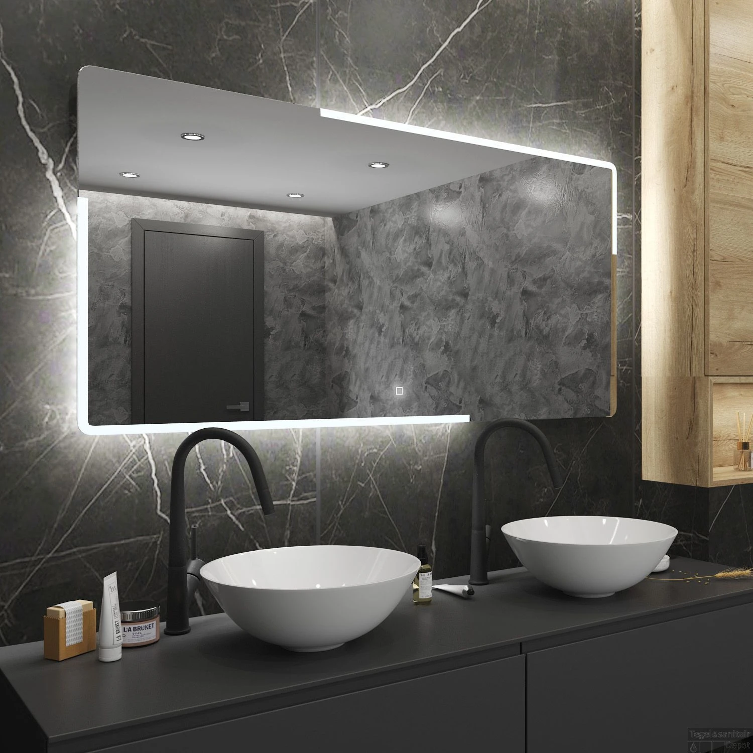 Badkamerspiegel Boss & Wessing Liteem 100x70 Cm Met LED 2 Badkamerspiegel Boss & Wessing Liteem 100x70 Cm Met LED - Afbeelding 2