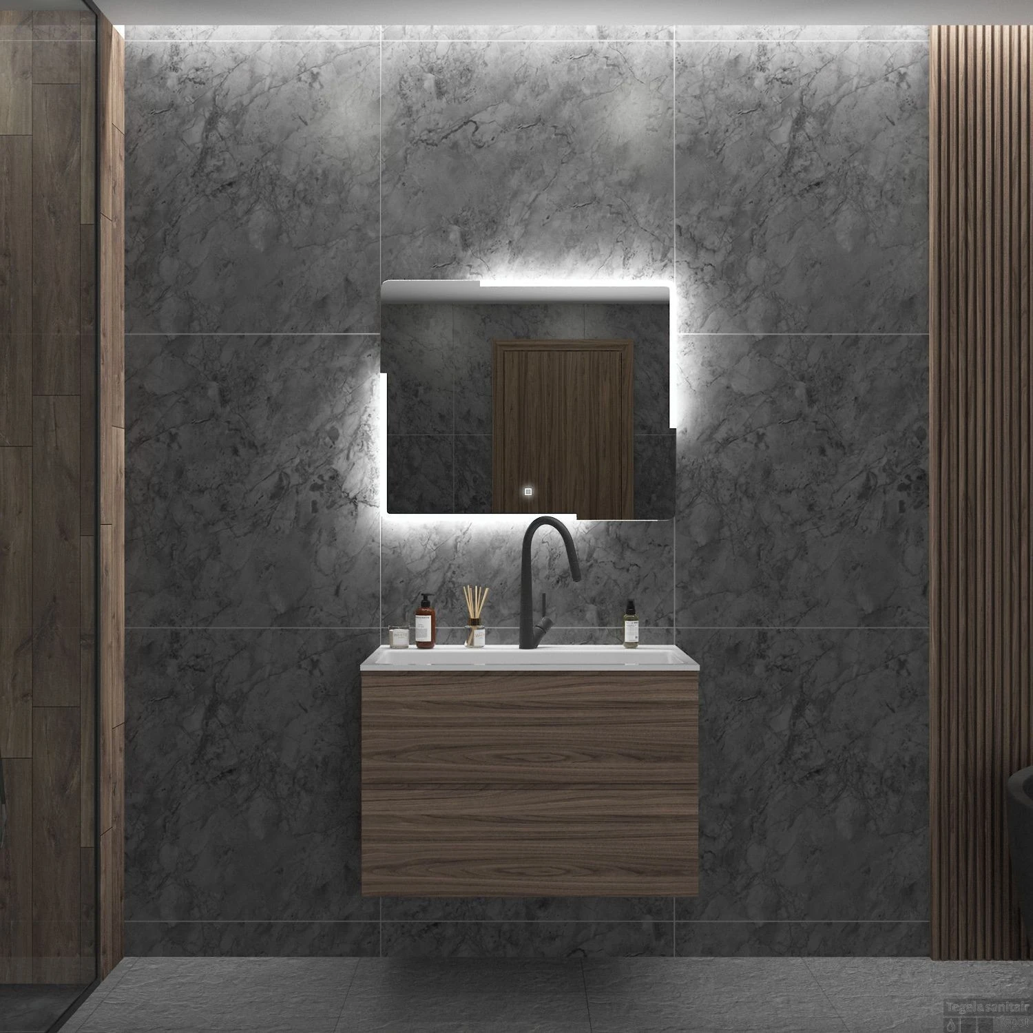 Badkamerspiegel Gliss Design Melite 60x70 Cm Met LED 1 Badkamerspiegel Gliss Design Melite 60x70 Cm Met LED