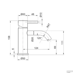 Wastafelmengkraan Sapho Minimal 1-hendel Gebogen 15.8 Cm RVS -Baden Luxe Verkoop mi002 wastafelmengkraan sapho minimal 1 hendel gebogen 15.8 cm rvs 3