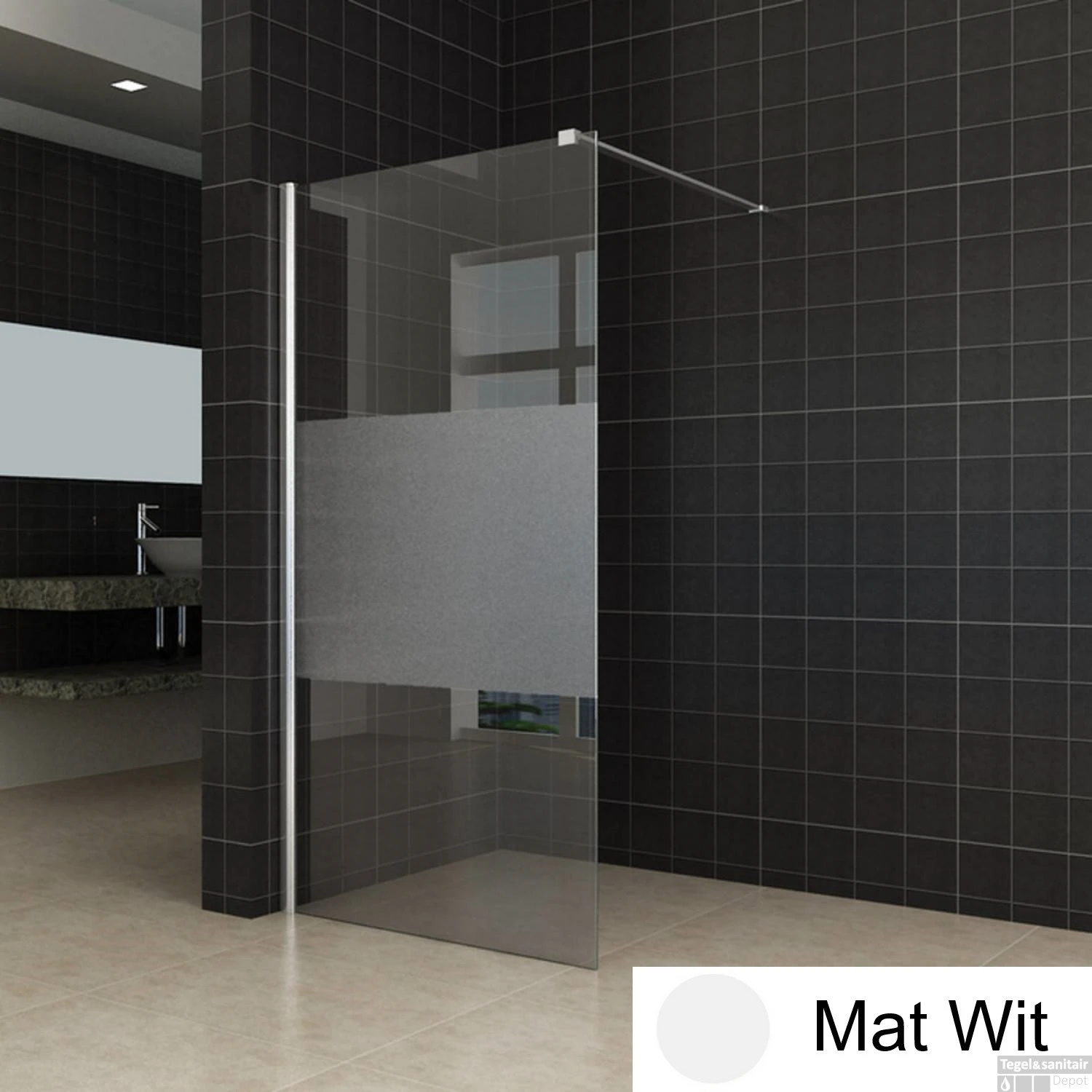 BWS Inloopdouche Pro Line Middenband 120x200 Mat Wit Profiel En Stabilisatiestang 2 BWS Inloopdouche Pro Line Middenband 120x200 Mat Wit Profiel En Stabilisatiestang - Afbeelding 2