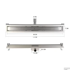 Mat Zwarte RVS Douchegoot Muurflens Met Uitneembaar Sifon 90x7cm 6,7cm Diep Mat Zwart -Baden Luxe Verkoop muur design rooster 90cm tech 1