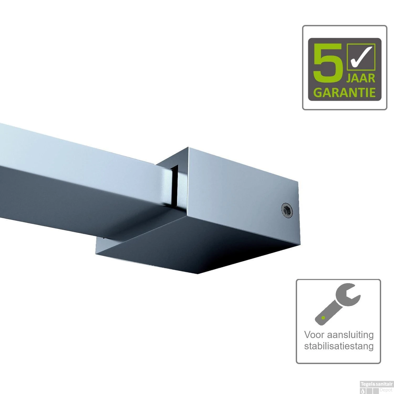 BWS Muurkoppeling Vierkant Tbv Stabilisatiestang Chroom 1 BWS Muurkoppeling Vierkant Tbv Stabilisatiestang Chroom