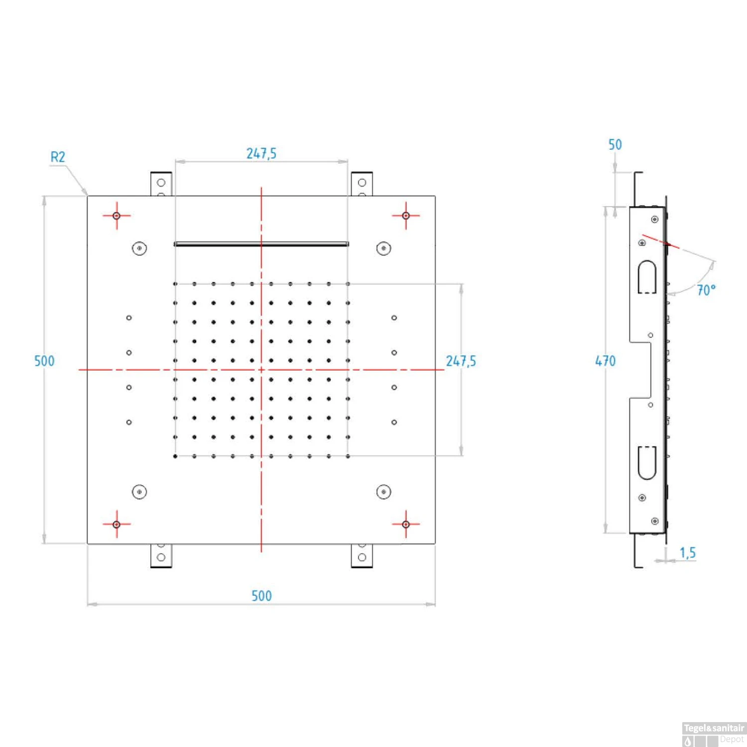 Hoofddouche LED It Rain Lagoo Nesso Multi Color LED Met Cascade En Nevel Functie 50 X 50 Cm RVS Gunmetal PVD 2 Hoofddouche LED It Rain Lagoo Nesso Multi Color LED Met Cascade En Nevel Functie 50 X 50 Cm RVS Gunmetal PVD - Afbeelding 2