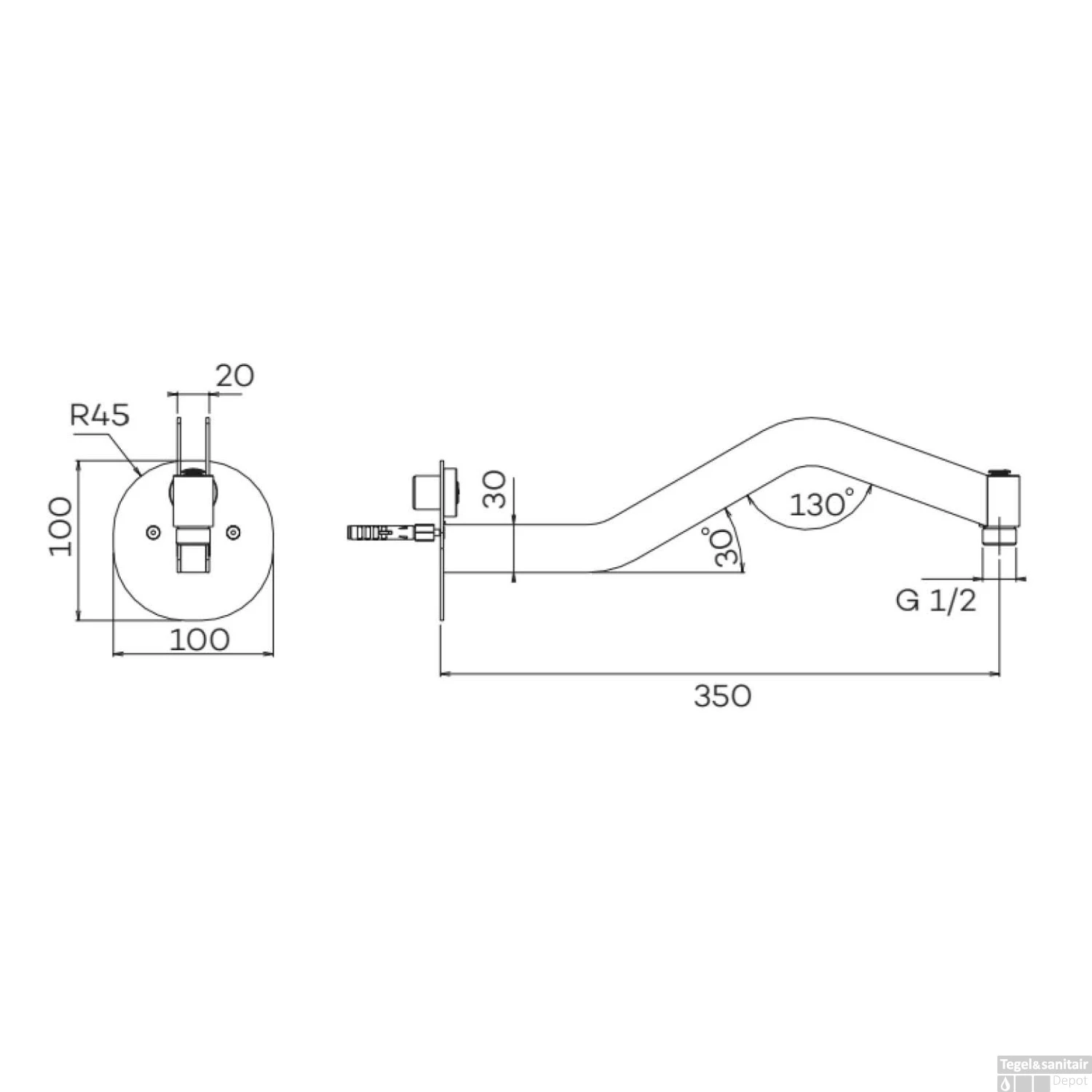Wandarm Lux Lagoo Nesso 35 Cm RVS Geborsteld Koper PVD 2 Wandarm Lux Lagoo Nesso 35 Cm RVS Geborsteld Koper PVD - Afbeelding 2