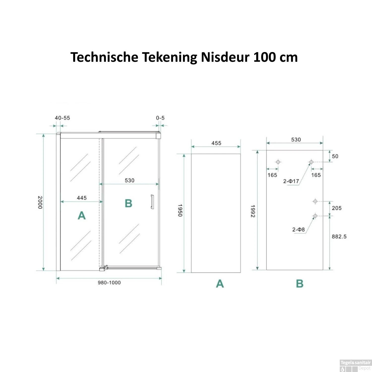 BWS Douchecabine Softclose 2.0 100x100 Cm Met Nisdeur En Zijwand 8mm Aluminium NANO Coating 4 BWS Douchecabine Softclose 2.0 100x100 Cm Met Nisdeur En Zijwand 8mm Aluminium NANO Coating - Afbeelding 4