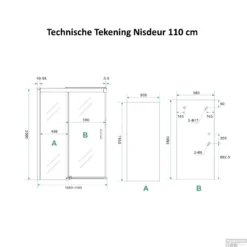 BWS Douchecabine Softclose 2.0 110x100 Cm Met Nisdeur En Zijwand 8mm Aluminium NANO Coating -Baden Luxe Verkoop nisdeur 110 tech 3