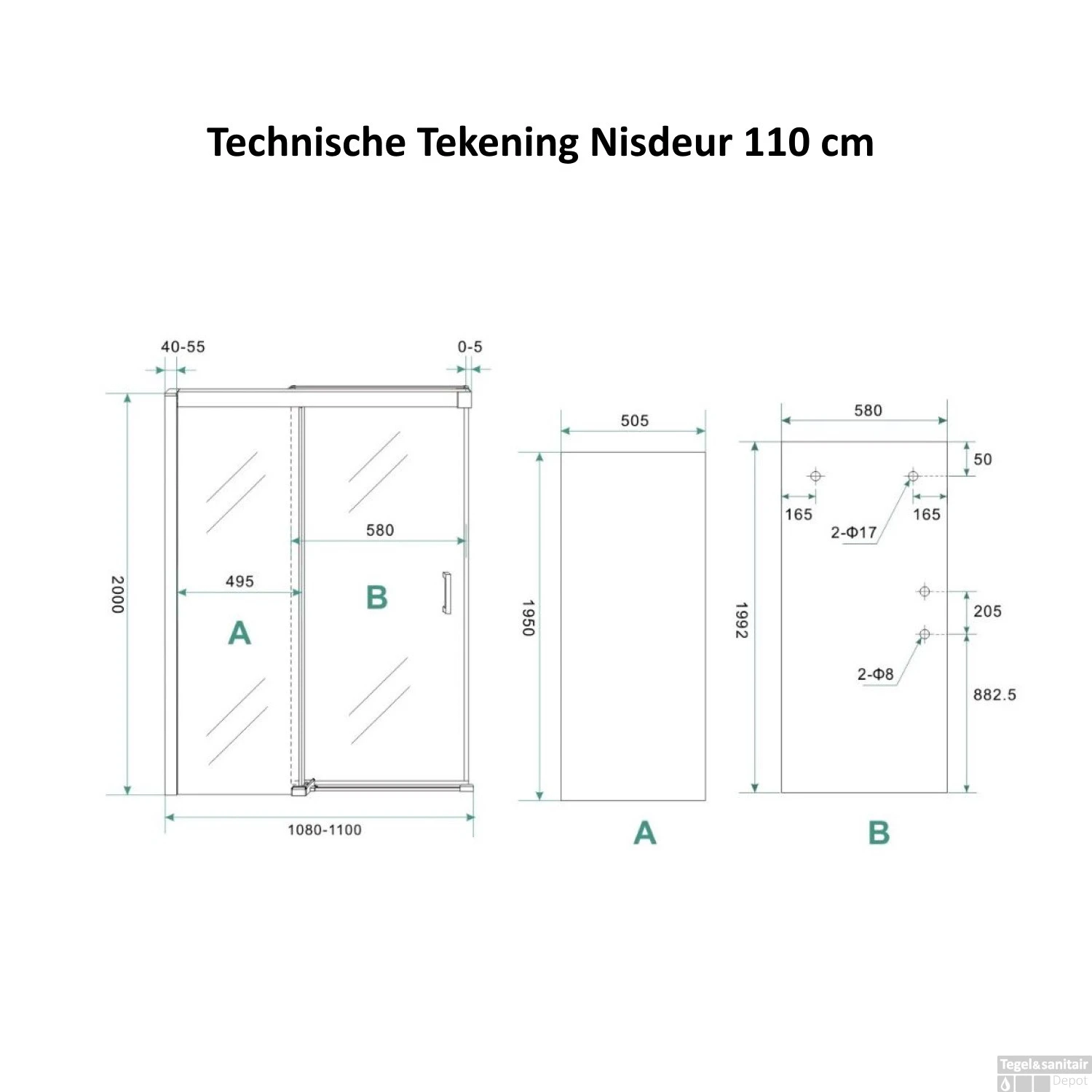 BWS Douchecabine Softclose 2.0 110x90 Cm Met Nisdeur En Zijwand 8mm Aluminium NANO Coating 4 BWS Douchecabine Softclose 2.0 110x90 Cm Met Nisdeur En Zijwand 8mm Aluminium NANO Coating - Afbeelding 4
