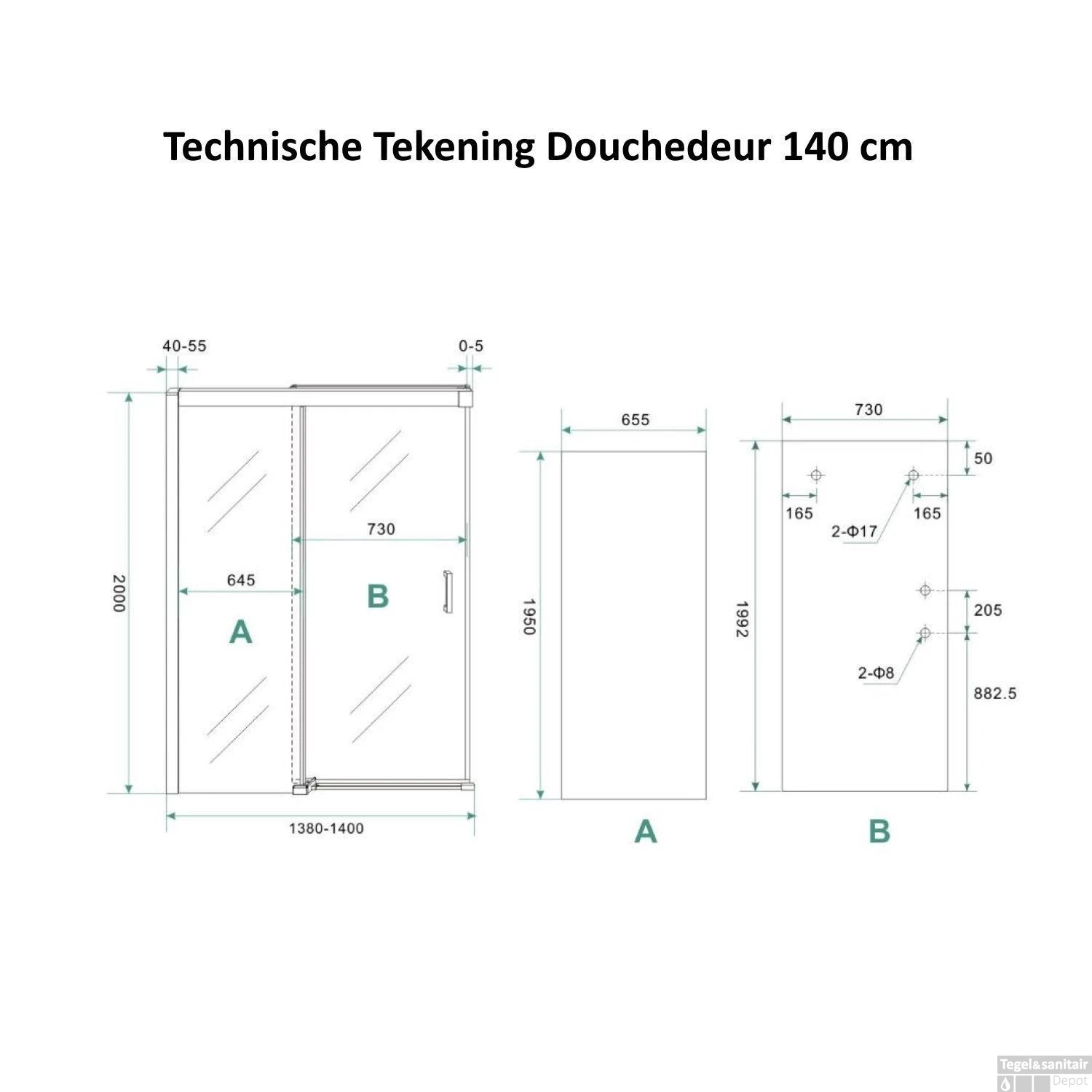 BWS Douchecabine Softclose 2.0 140x90 Cm Met Nisdeur En Zijwand 8mm Aluminium NANO Coating 2 BWS Douchecabine Softclose 2.0 140x90 Cm Met Nisdeur En Zijwand 8mm Aluminium NANO Coating - Afbeelding 2