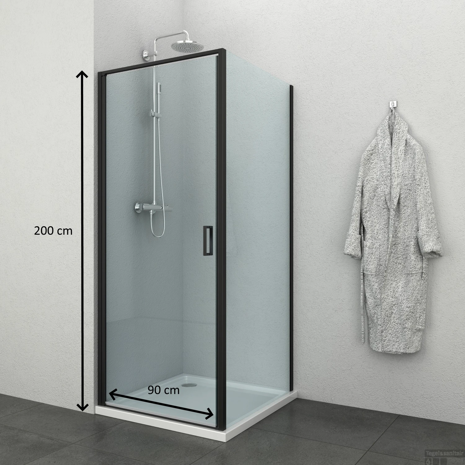 Douchecabine Allibert Loft-Game 90x90x200 Cm 8mm Gelakt Aluminium Industrieel Zwart Transparant 2 Douchecabine Allibert Loft-Game 90x90x200 Cm 8mm Gelakt Aluminium Industrieel Zwart Transparant - Afbeelding 2