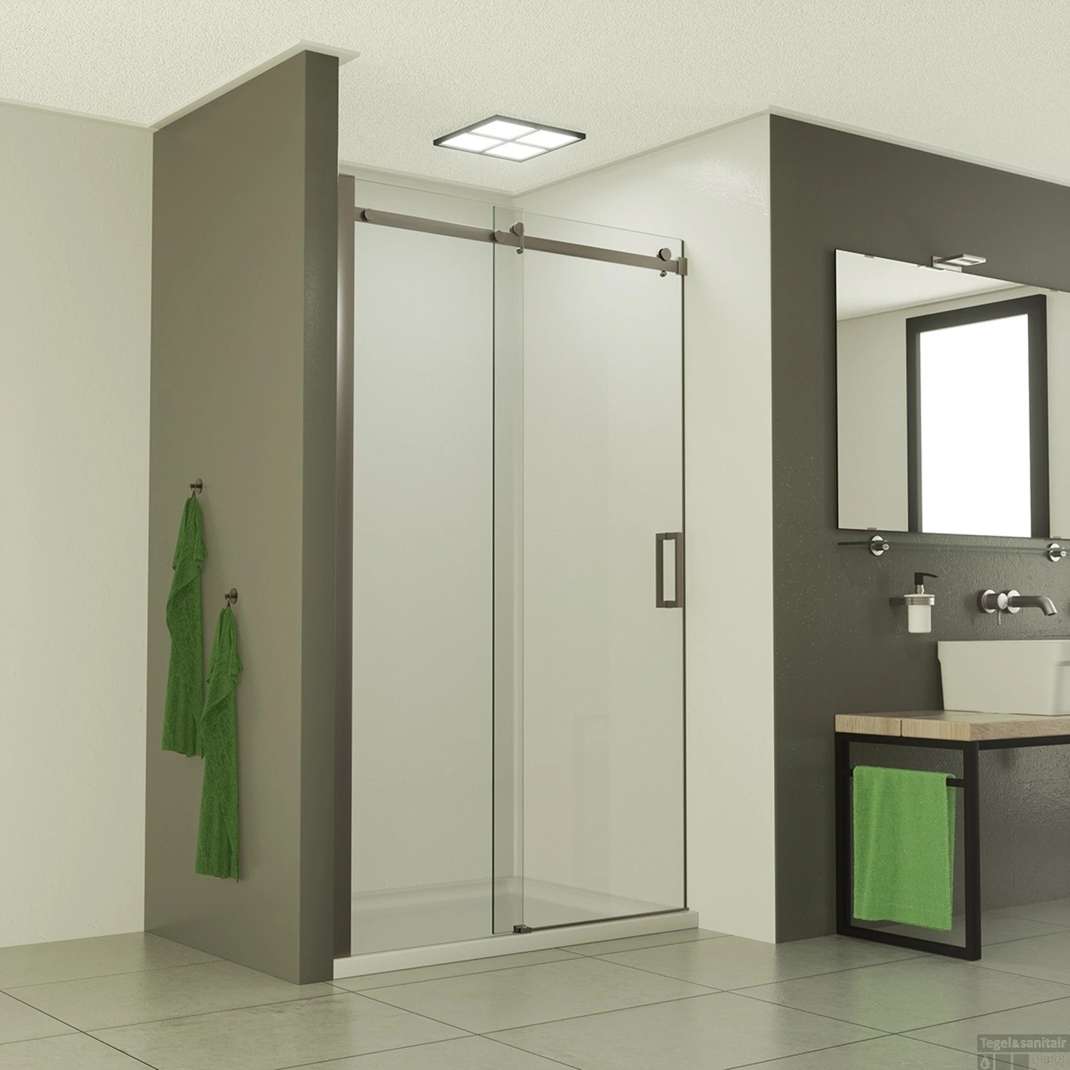 Nisdeur BWS Subliem 8mm Schuifdeur 100-110cm RVS 1 Nisdeur BWS Subliem 8mm Schuifdeur 100-110cm RVS