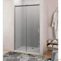 Nisdeur Lacus La Maddalena 130x210 Cm Schuifdeur 8mm Helder Glas RVS