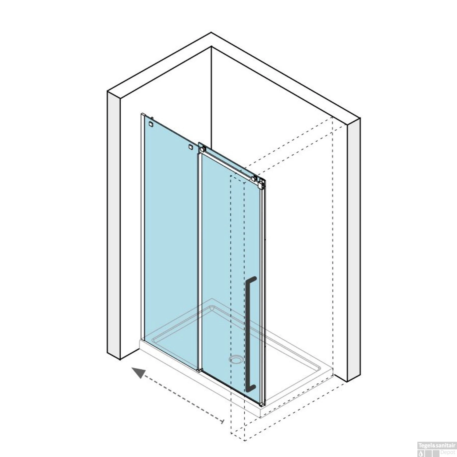 Nisdeur Lacus La Maddalena 130x210 Cm Schuifdeur 8mm Helder Glas RVS 3 Nisdeur Lacus La Maddalena 130x210 Cm Schuifdeur 8mm Helder Glas RVS - Afbeelding 3