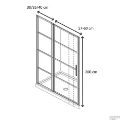 Nisdeur Lacus Tremiti Met Vast Paneel 60 6mm Helder Glas Mat Zwart Aluminium Profiel -Baden Luxe Verkoop nisdeur lacus tremiti met vast paneel 60 tech