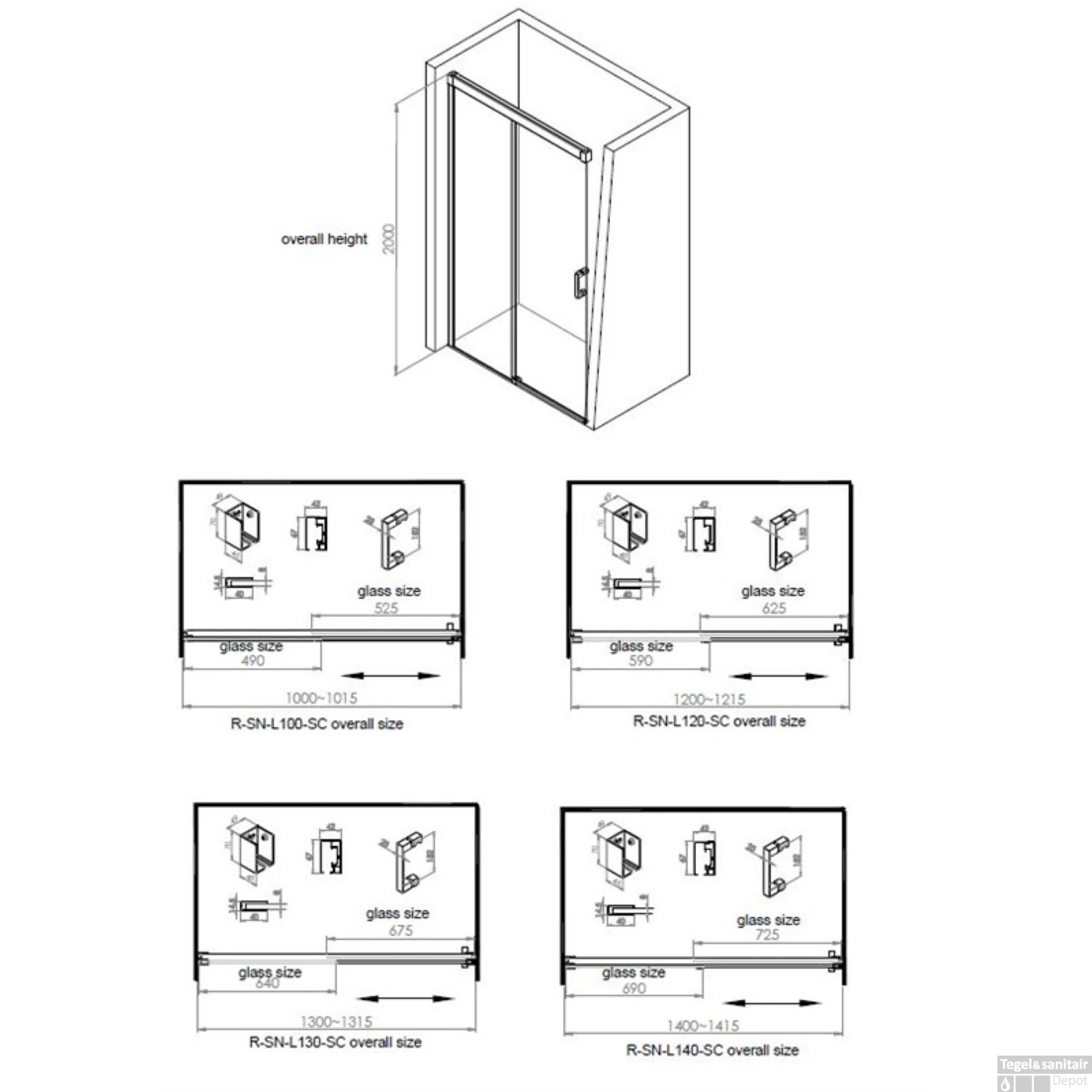 Nisdeur Boss & Wessing Linea 100x200 Cm Soft-Close Aluminium Profiel Chroom - Afbeelding 2