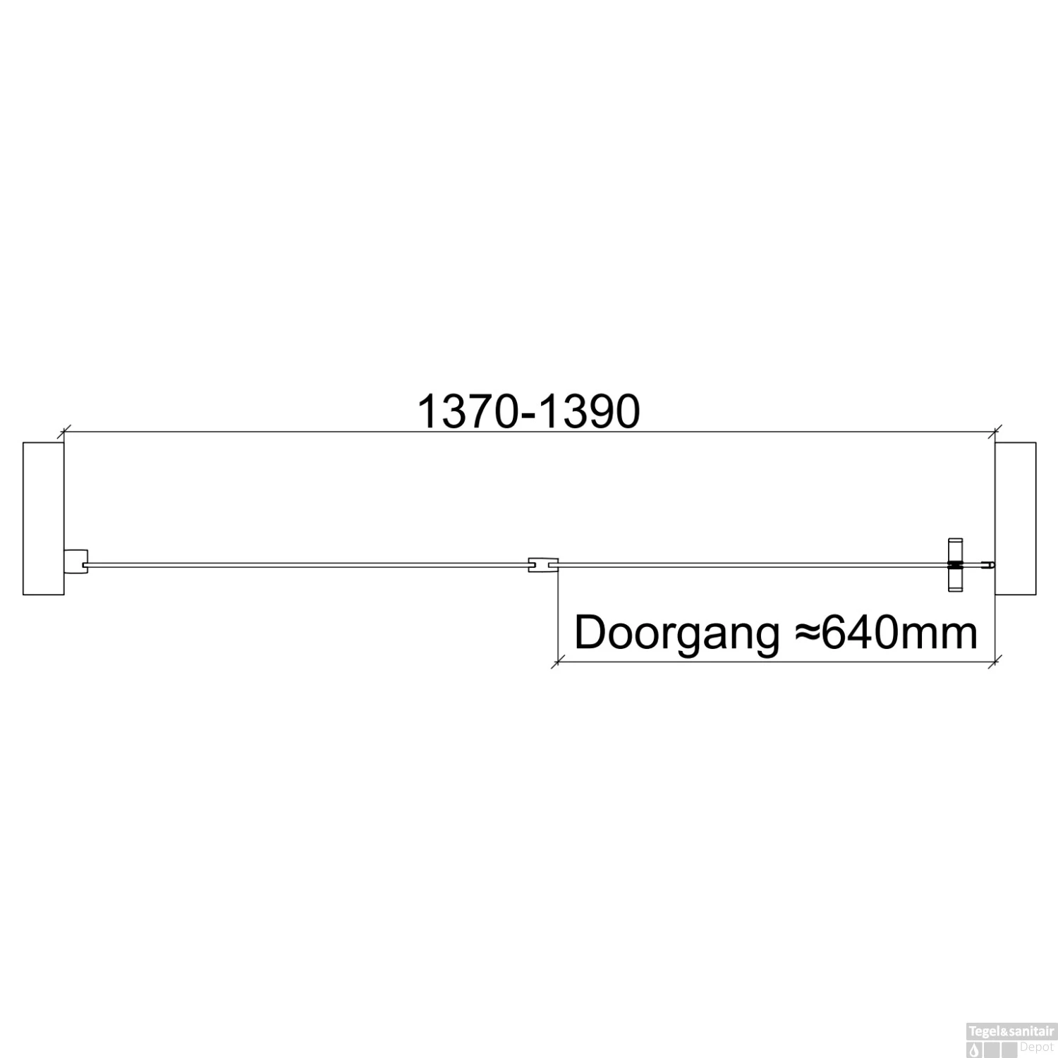 Nisdeur Van Rijn ST02 Draaideur 6 Mm Met Vaste Wand 8mm 138x200 Cm Chroom - Afbeelding 3