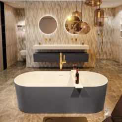 NOBLE Vrijstaand Bad 180x75cm Kleur Dark Grey / Talc -Baden Luxe Verkoop noble 2 00009