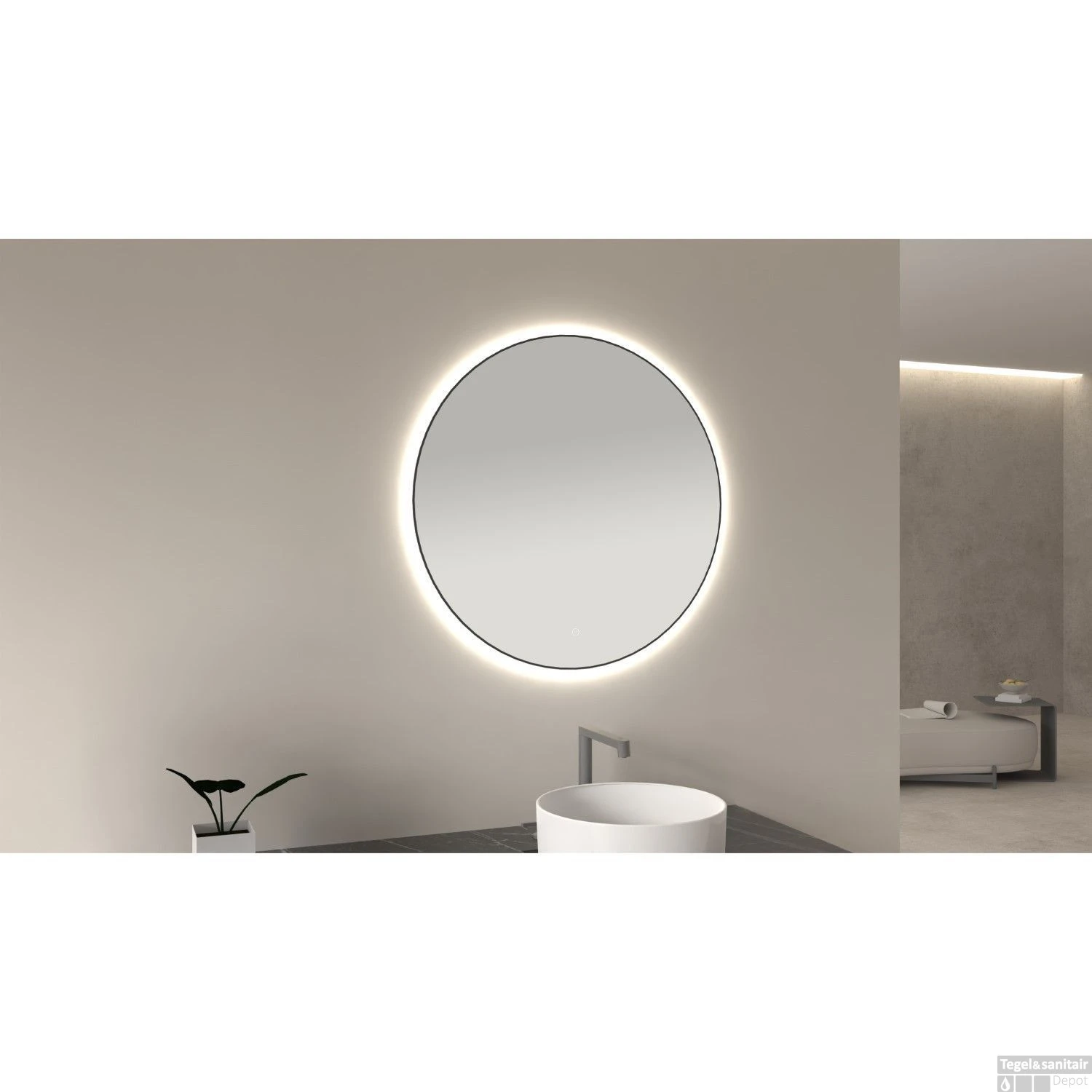 Ronde Spiegel Wiesbaden Novi Met LED, Dimbaar 80 Cm Mat Zwart 3 Ronde Spiegel Wiesbaden Novi Met LED, Dimbaar 80 Cm Mat Zwart - Afbeelding 3