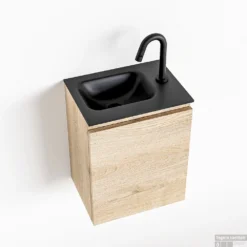 MONDIAZ OLAN 40cm Toiletmeubel Washed_oak. LEX Wastafel Urban Links 1 Kraangat