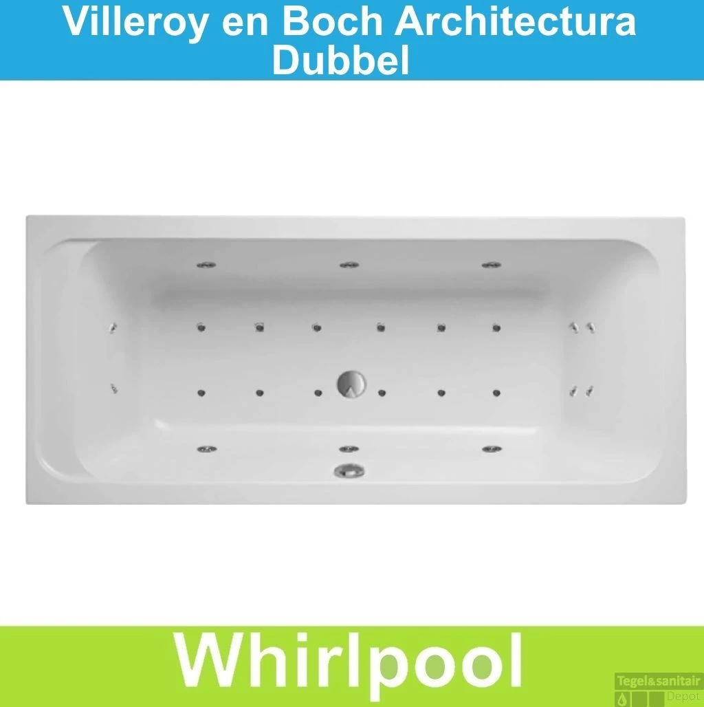 Ligbad Villeroy & Boch Architectura 180x80 Cm Balboa Whirlpool Systeem Dubbel