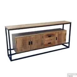 Onderkast Boss & Wessing Mango Wood Lenvo 160x80x40 Cm Met Mat Zwart Metaal