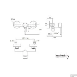 Opbouw Douchekraan Herzbach Design New Thermostatisch Chroom