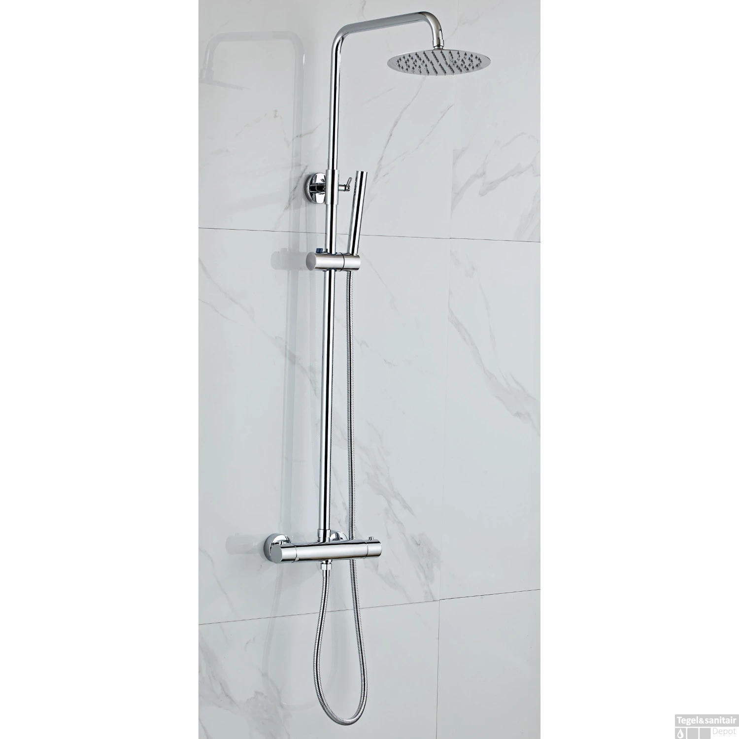 Opbouw Regendouche Set Boss & Wessing Talpa Hoofddouche 30 Cm En Staaf Handdouche Chroom