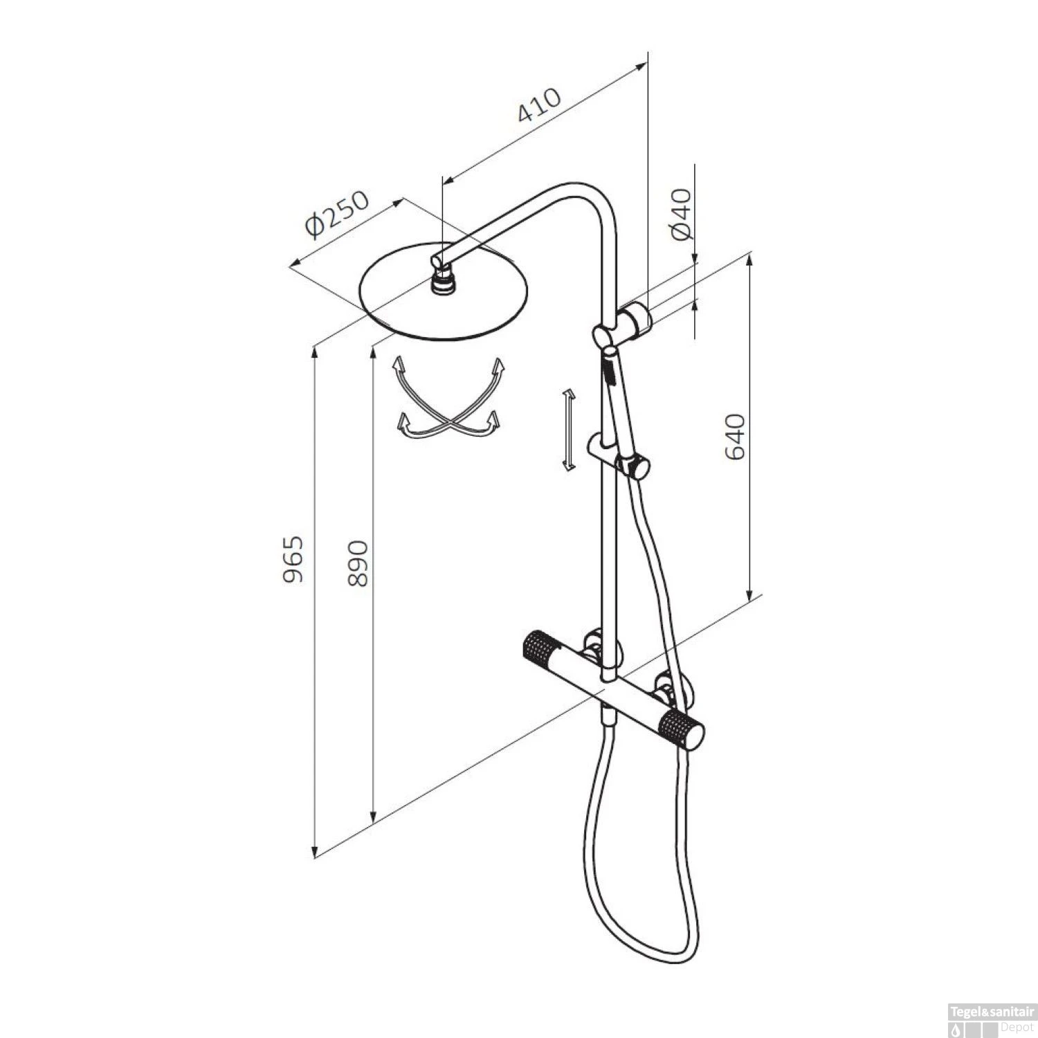 Opbouw Regendouche Set GRB Aura Met Staaf Handdouche Wit 2 Opbouw Regendouche Set GRB Aura Met Staaf Handdouche Wit - Afbeelding 2