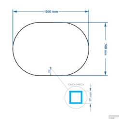 Badkamerspiegel Gliss Orion 70x100cm Horizontaal LED Incl. Verwarming -Baden Luxe Verkoop or10070h tech