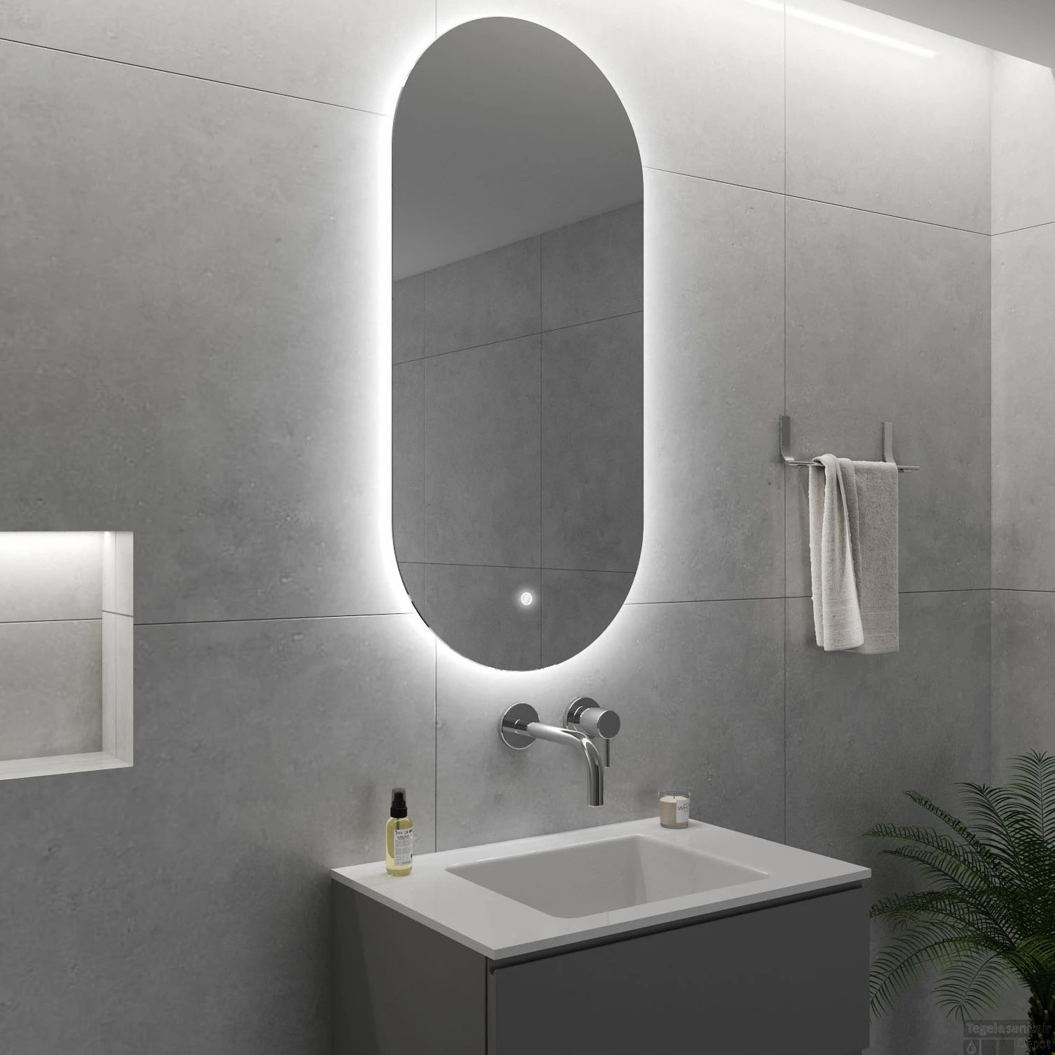 Badkamerspiegel BWS Riono 50x100cm Verticaal LED Incl. Verwarming 2 Badkamerspiegel BWS Riono 50x100cm Verticaal LED Incl. Verwarming - Afbeelding 2