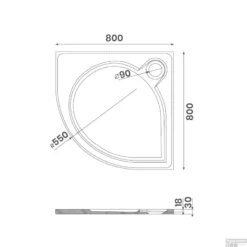 Douchebak Gegoten Marmer Sapho Arca 80x80x3 Cm Kwartrond Wit -Baden Luxe Verkoop pa558 douchebak marmer sapho arca 80x80x3 cm kwartrond wit 4