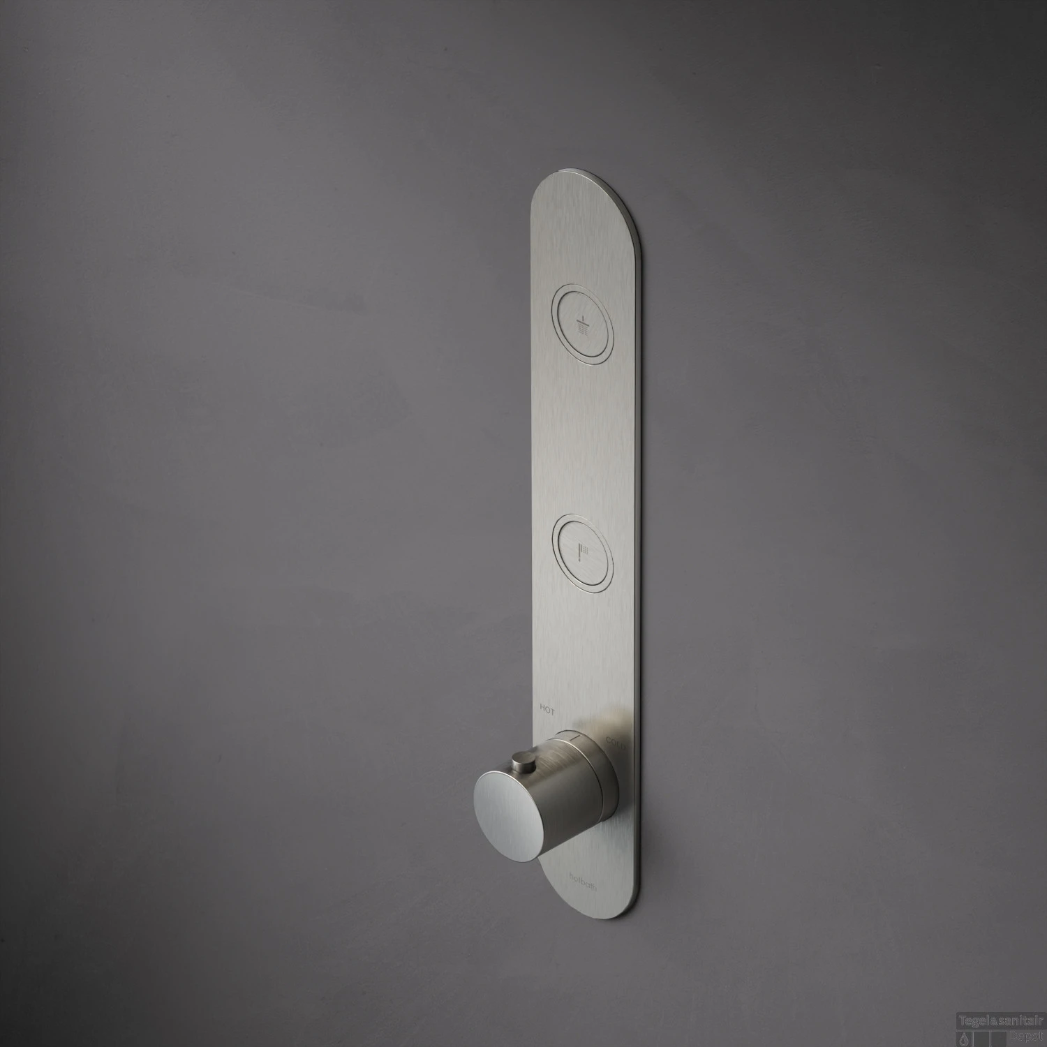 Douchethermostaat Hotbath Cobber Inbouw 2 Pushbuttons Geborsteld Nikkel (excl. Inbouwdeel)