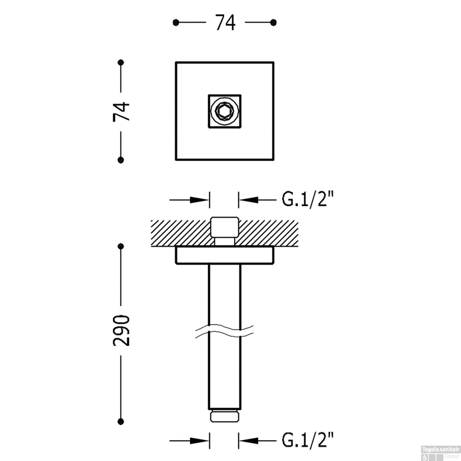 Plafondarm Tres 29 Cm Mat Zwart 2 Plafondarm Tres 29 Cm Mat Zwart - Afbeelding 2