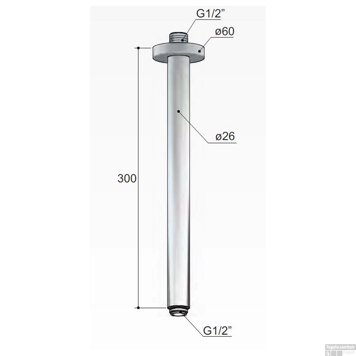 Plafonduitloop Hotbath Mate 30 Cm Rond Geborsteld Nikkel - Afbeelding 2