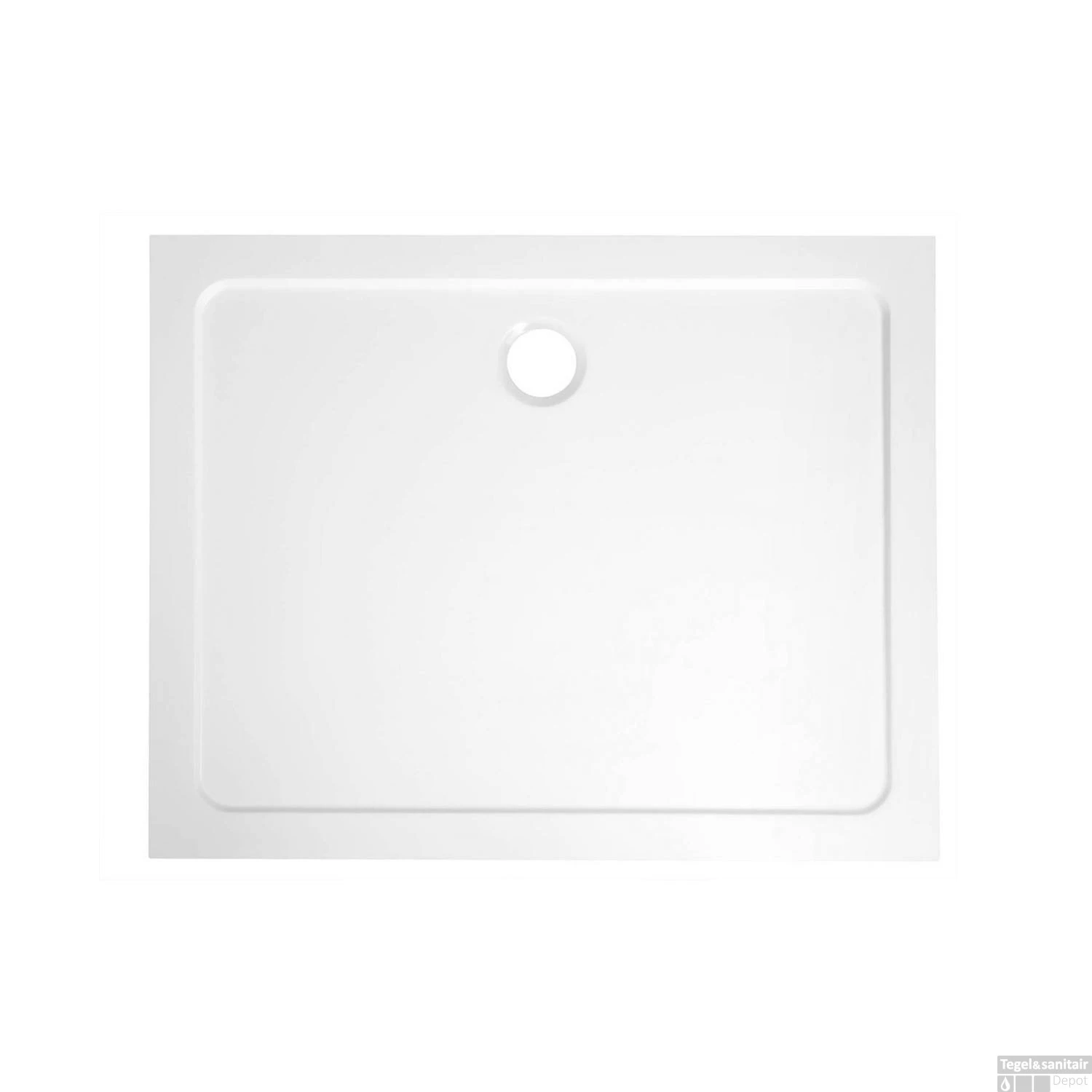 Douchebak Gegoten Marmer Sapho Aqualine 100x90x3 Cm Rechthoek Wit