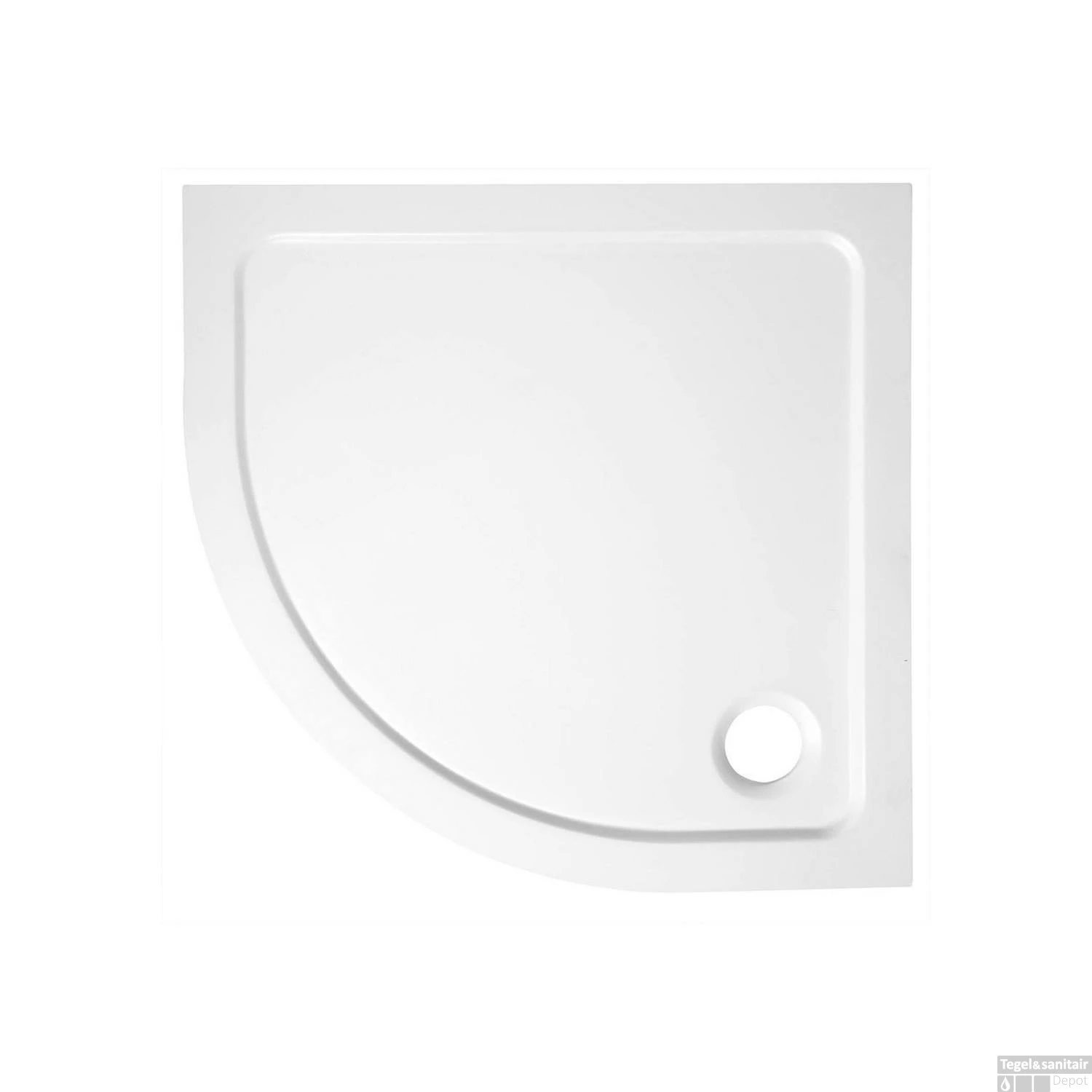 Douchebak Gegoten Marmer Sapho Aqualine 90x90x3 Cm Kwartrond Wit