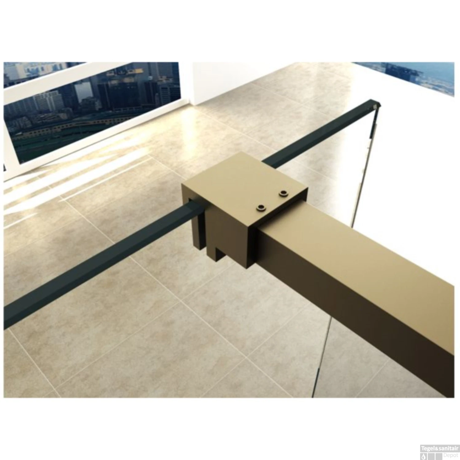 BWS Inloopdouche Pro Line Middenband 80x200 Geborsteld Messing Goud Profiel En Stang 6 BWS Inloopdouche Pro Line Middenband 80x200 Geborsteld Messing Goud Profiel En Stang - Afbeelding 6